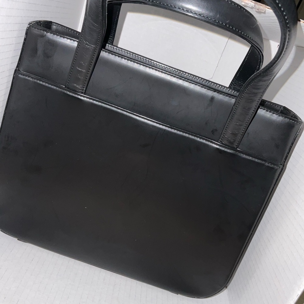 Authentic Vintage Burberry Black Leather Tote Bag – Nova Check Trim & Lining - Picture 3 of 10